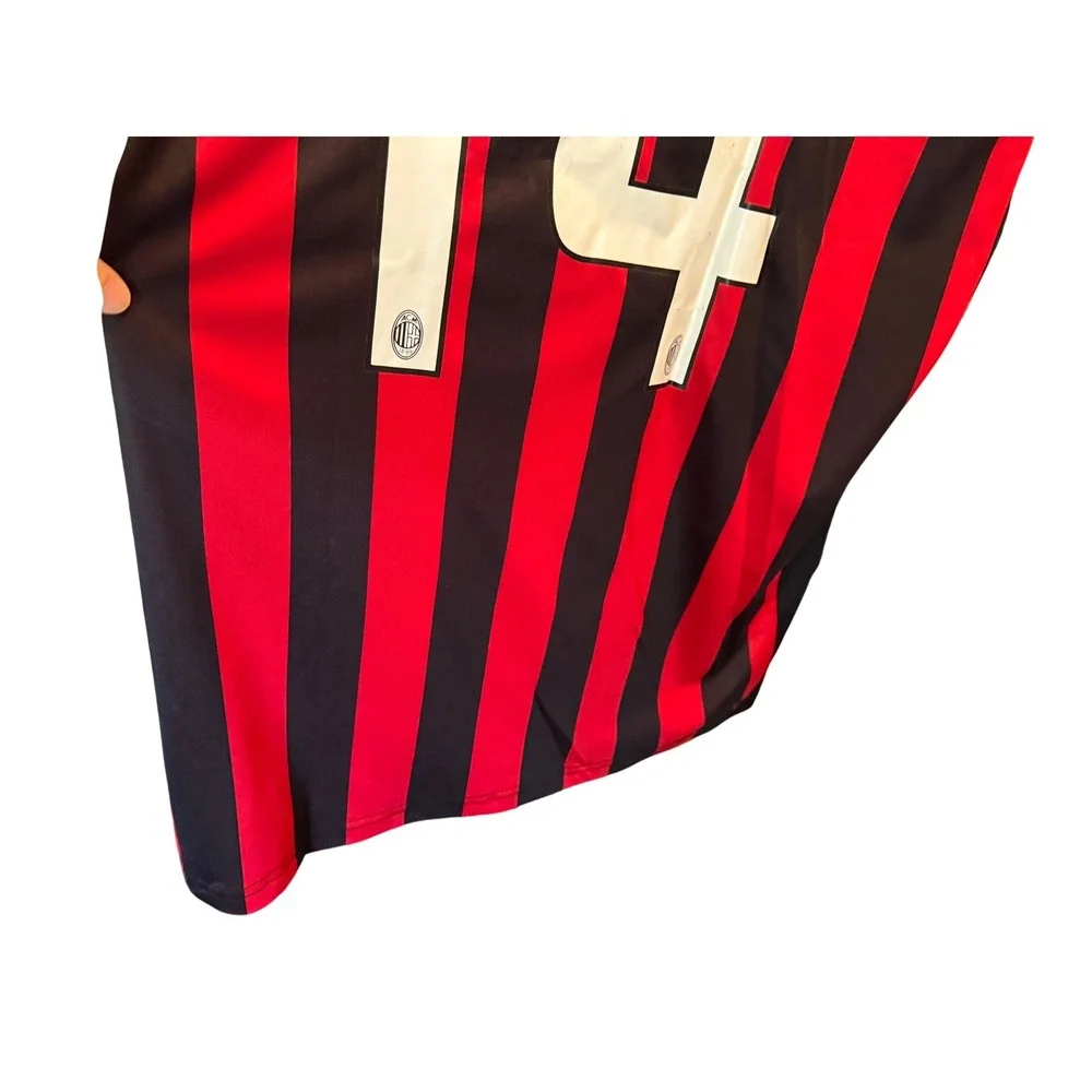 VTG Adidas AC Milan 2009-10 Home Jersey Onyewu 14 Red Black Soccer Shirt Mens XL